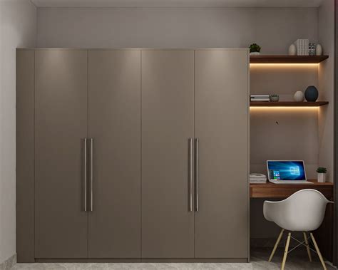 Wardrobe with Study Table Design 的图像结果