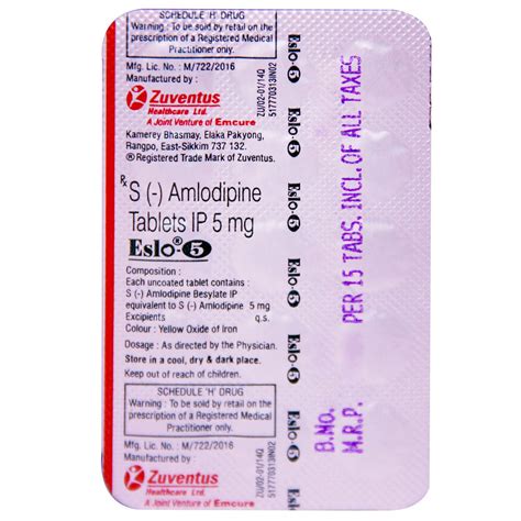 Eslo 5 Tablet 15's Price, Uses, Side Effects, Composition - Apollo Pharmacy