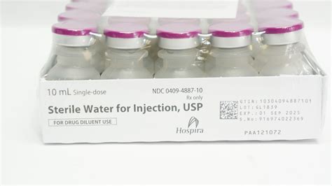 Hospira PAA121072 Sterile Water For Injection USP 10mL - Pack of 25 ...