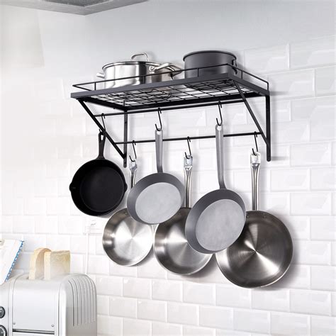 KFFKFF Pot Rack Wall Mounted, 24 inch Pot and Pan Hanging Rack, Pot and ...