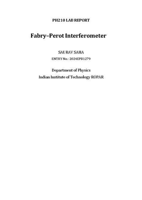 PH210 LAB REPORT: Interferometer Experiment Analysis - Studocu