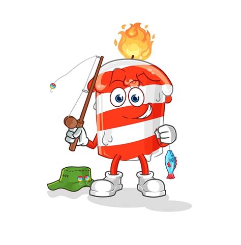 Birthday candle fisherman illustration character vector | Premium Vector