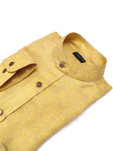 Golden Yellow Linen Shirt for Festivals in India | Privee Paris