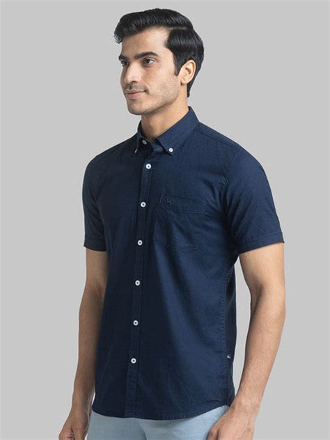 Parx Men Blue Slim Fit Solid Half Sleeve Cutaway Collar Shirt – MyRaymond