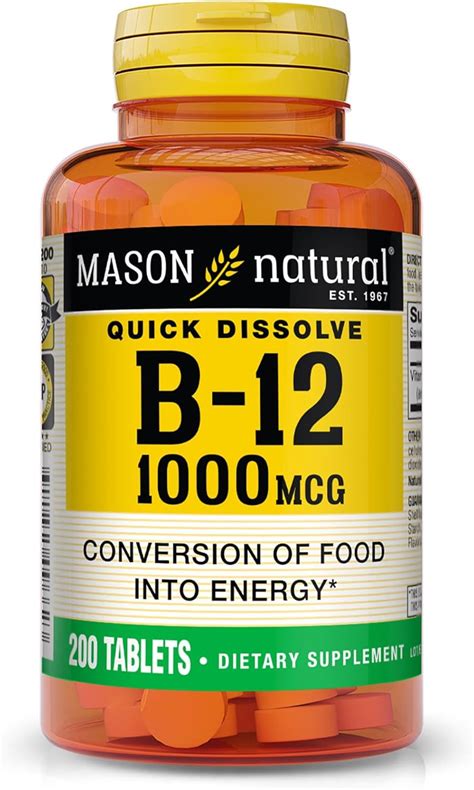 MASONNATURAL MASON NATURAL B12 1000 mcg Quick Dissolve Tablets India | Ubuy