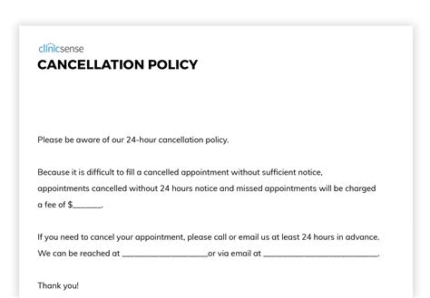 24 Hour Cancellation Policy Template - Detrester.com