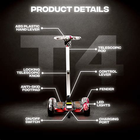 TYGATEC T4 Self Balancing Hoverboard with Handle (white multi)