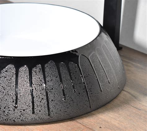 B Backline Ceramic Table Top, Counter Top Wash Basin Black 18 x 18 Inc