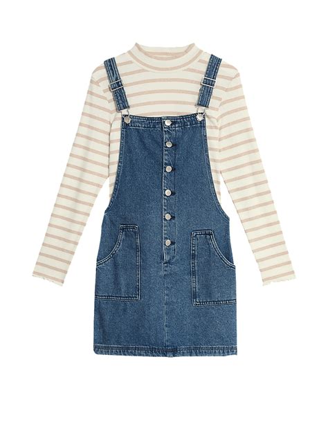 Buy 2pc Denim Pinafore Set (6-16 Yrs) at Marks & Spencer