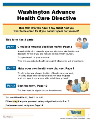 Washington Advance Health Care Directive - Blank Fillable Template ...