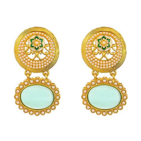 Cluster Setting Faux Pearls Brass Yellow Gold Plated Drop Earrings – VOYLLA