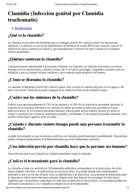 Clamidia: Infección Genital por Clamidia trachomatis - Guía Completa - Studocu