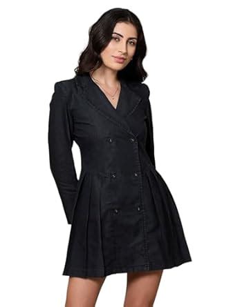 Buy SASSAFRAS worklyf Black Collar Blazer Dress at Amazon.in