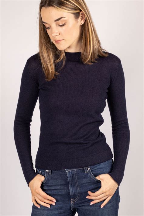 Slim Fit Cashmere Sweater KAREN – 100% Italian 1-Ply Navy - Krista Elsta