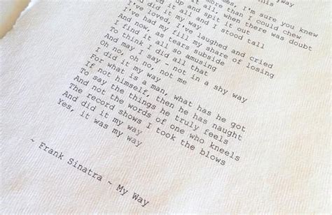 Frank Sinatra My Way Lyric, My Way song lyrics, Typewriter font, Hand ...