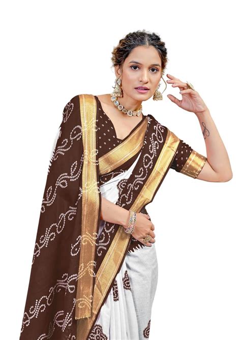 Buy Brown Ekat Bandhani Hand Block Print On Mulmul Soft Cotton Jaipuri ...