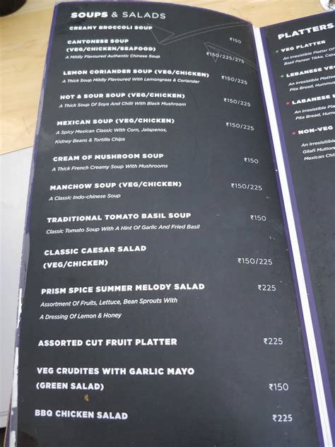 Menu at Prism Club & Kitchen, Hyderabad