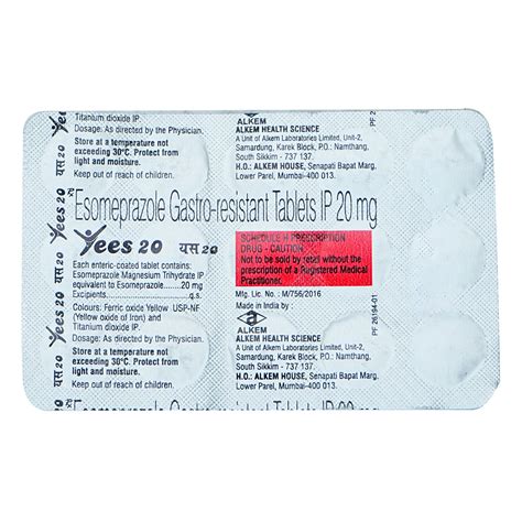 Yees 20 mg Tablet | Uses, Side Effects, Price | Apollo Pharmacy