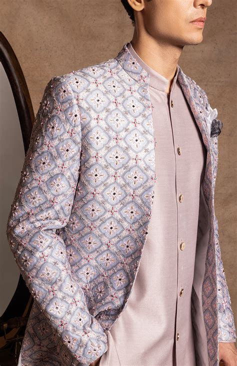 Powder Blue Open Jacket Set – Amrit Dawani