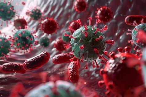Viruses interacting with blood cells | Premium AI-generated image