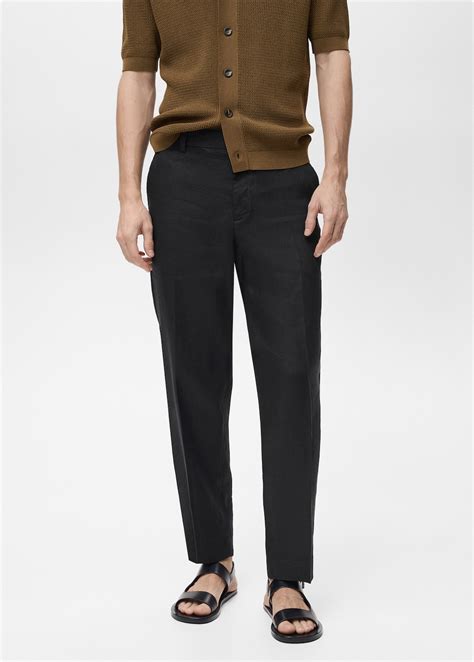 100% linen regular-fit trousers - Men | MANGO Vietnam
