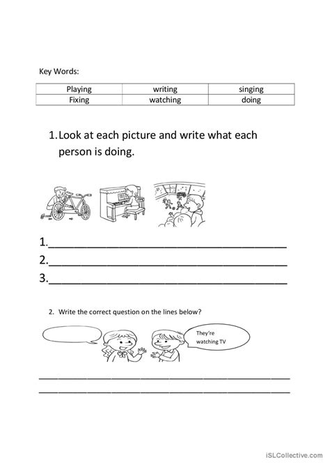 What are they Doing: English ESL worksheets pdf & doc