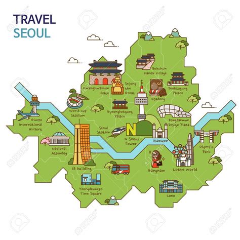 a map of seoul with all the major attractions and places to see in each ...