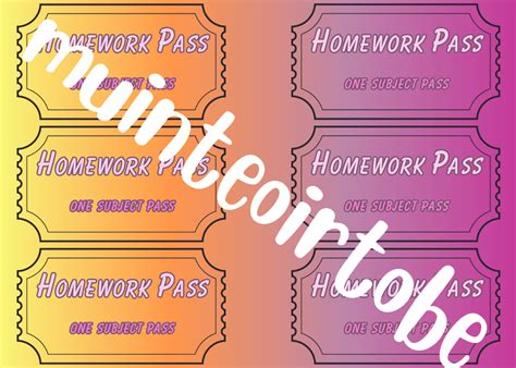 Mash > Class Level > Homework Passes - Colour and Black & White Versions