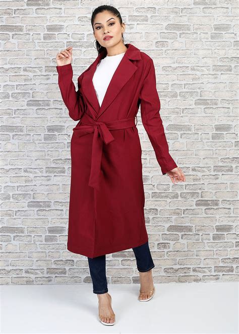 Get Basic Notch Collar Maroon Overcoat at ₹ 1999 | LBB Shop