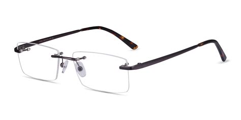 Noble Rectangle Gunmetal Rimless Eyeglasses | Eyebuydirect