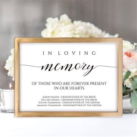 Printable In Loving Memory Wedding Sign 2 Sizes Wedding | Etsy | Wedding memorial, Wedding ...