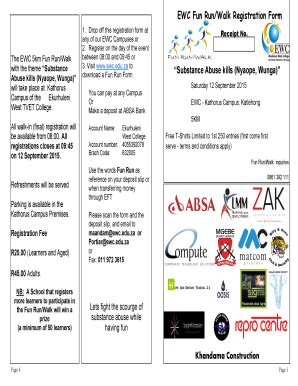 Fillable Online EWC Fun Run/Walk Registration Form The EWC 5km Fun Run ...
