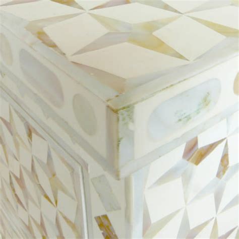 Mother Of Pearl Inlay 4 Drawer Star Chest White – Luxury Handicrafts