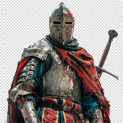 Premium PSD | Medieval knight in armour on transparent background