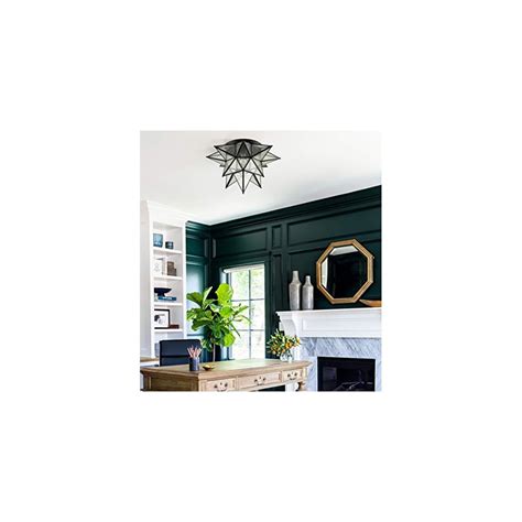 Buy DAYCENT Boho Moroccan Seeded Glass Black Moravian Star Flush Mount ...