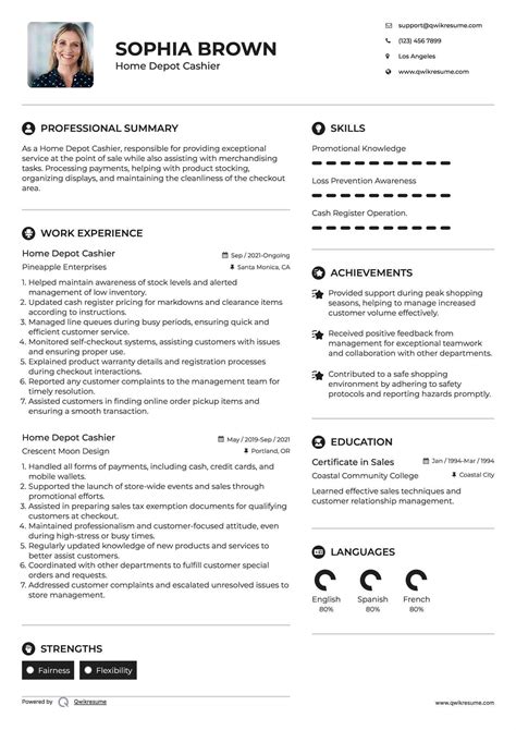 10+ Home Depot Cashier Resume Samples & Templates for 2025