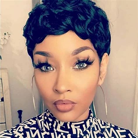 The Cut Life Short Curly Bob Pixie Cut Full Machine Made No Lace Human ...
