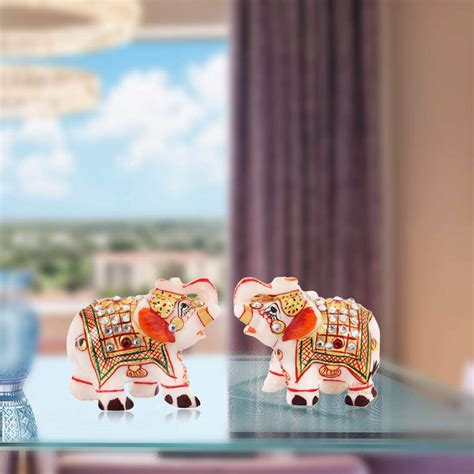 Handicrafts Paradise Marble with Painting Showpiece (Golden Finish ...