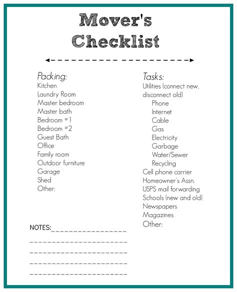 Free Printable Moving Checklist Printable Template