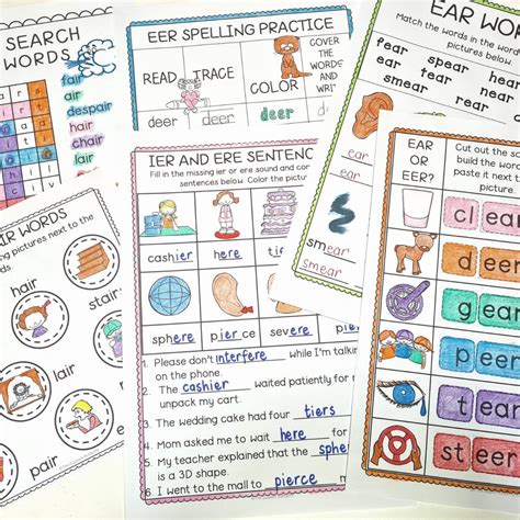 AIR, EAR, EER, IER AND ERE Sound Worksheet Bundle | Made By Teachers