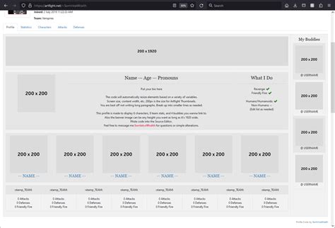 F2U Artfight Profile BBCode on Toyhouse