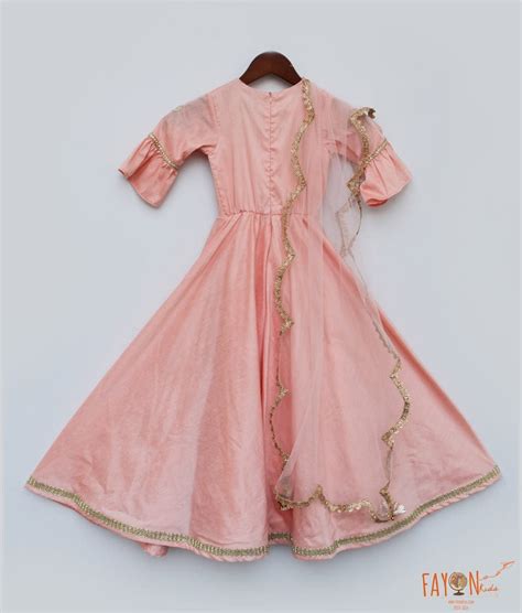 Peach Anarkali with Net Dupatta for Girls – FayonKids