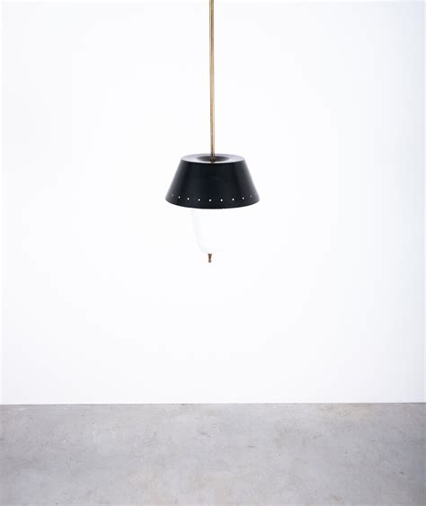 Stilnovo Black Pendant Lamp Opal Glass, circa 1950 – DERIVE