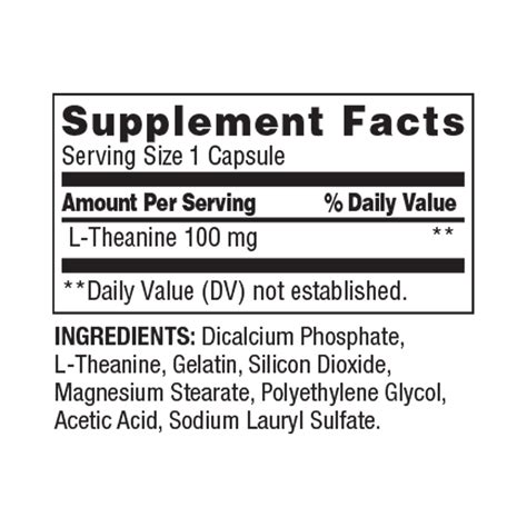Buy Spring Valley L-Theanine Capsules Dietary Supplement, 100 mg, 100 ...