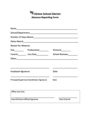 Fillable Online clinton k12 ar Dates Absent Fax Email Print - pdfFiller