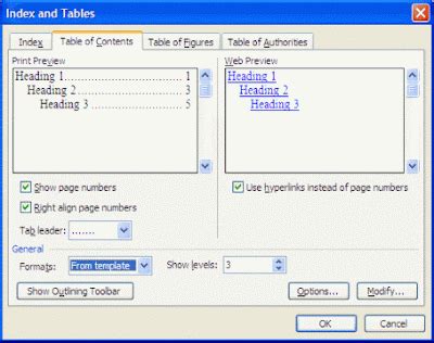 Word Table of Contents Tutorial 的图像结果