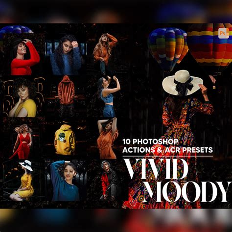 10 Photoshop Actions, Vivid Moody Ps Action, Dark Colorful ACR Preset ...