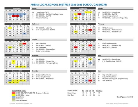Adena Local School District Calendar 25-26 Revised [PDF] - EduCounty