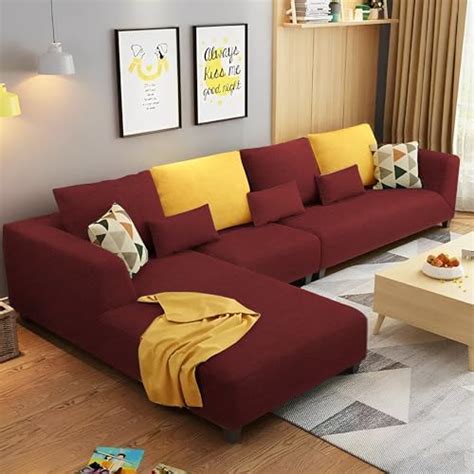 Casaliving Minta LHS 6 Seater L Shape Sofa Set for Living Room (Cream ...
