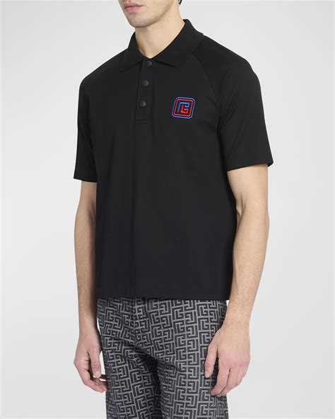 Loewe Men's Pique Contrast-Collar Polo Shirt | Neiman Marcus